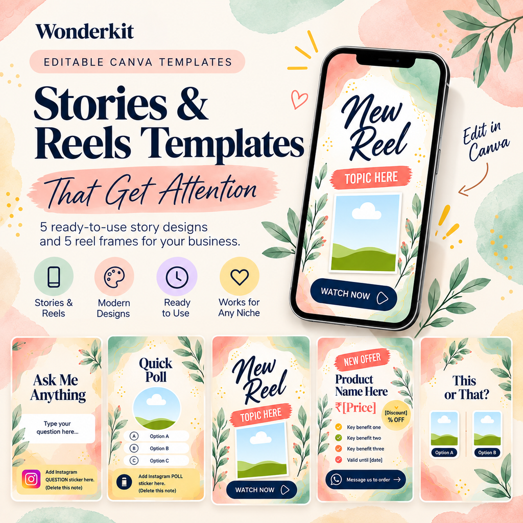 Wonderkit Post Kit: 6 Editable Canva Template Sets